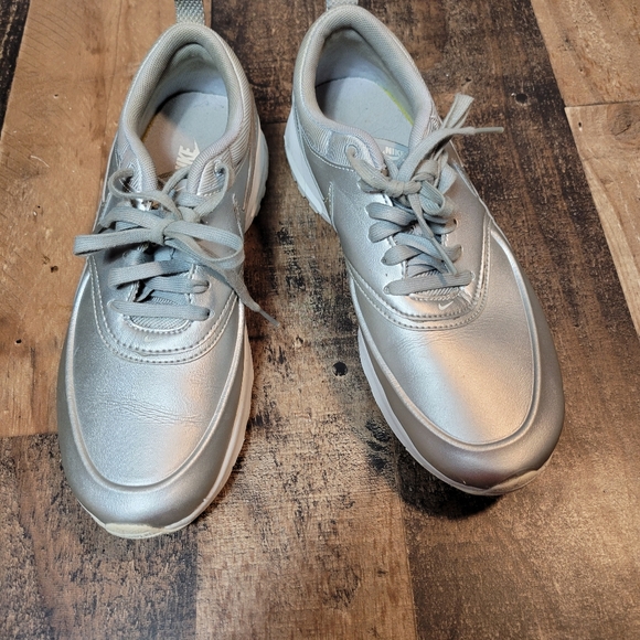 Nike Shoes - 8 Silver Nike Air Max Thea Metallic Sneakers